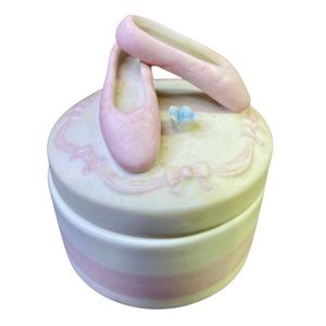 Lefton China Vintage 1983 Trinket Holder Ballerina Shoes Pink White Ballet